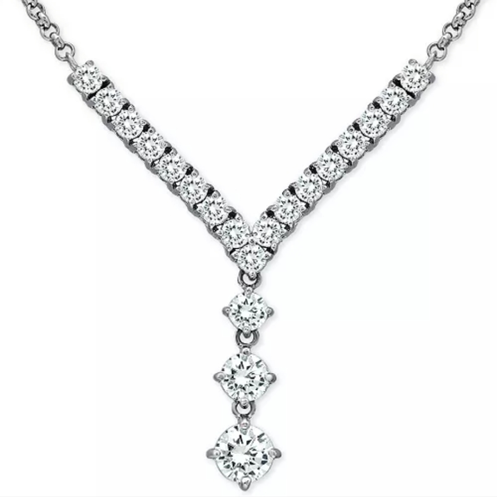 Y necklace cubic zirconia in sterling silver